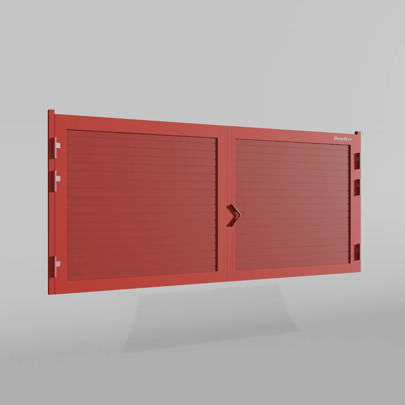 Распашные ворота DoorHan 2500х1400 цвета RAL 3000 (красный) с дизайном «доска» с автоматикой