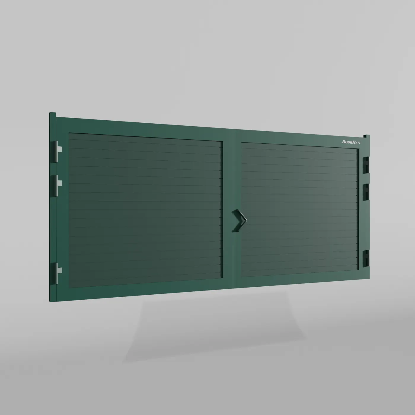 Распашные ворота DoorHan 4900х2000 цвета RAL 6005 (зелёный) с дизайном «доска» без автоматики