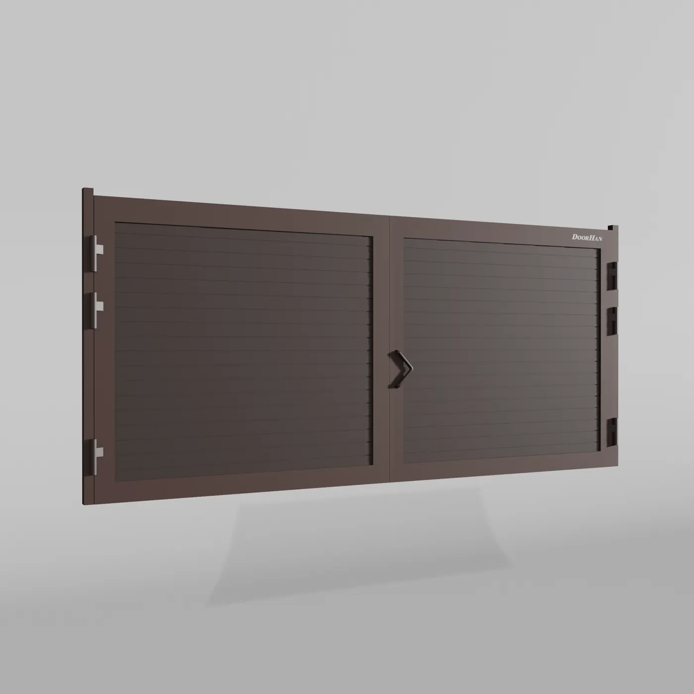 Распашные ворота DoorHan 4100х1900 цвета RAL 8017 (коричнево-красный) с дизайном «доска» с автоматикой