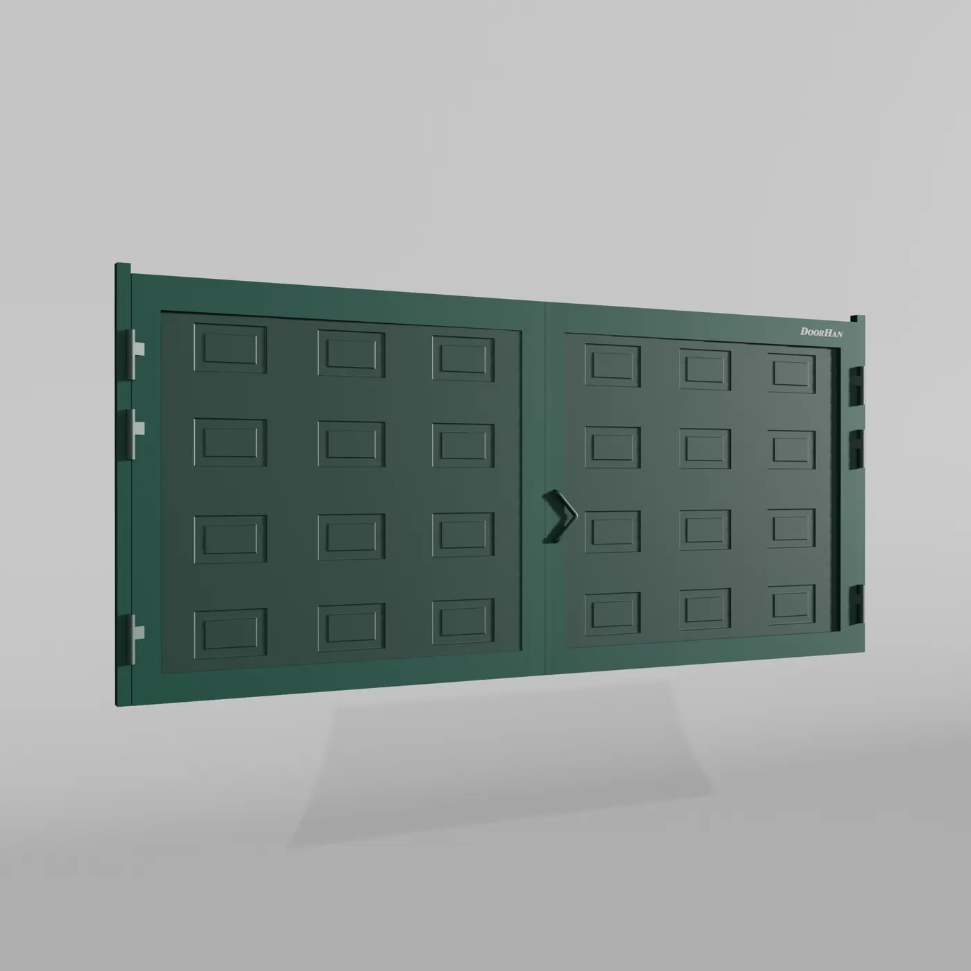 Распашные ворота DoorHan 3800х1900 цвета RAL 6005 (зелёный) с дизайном «филенка» с автоматикой